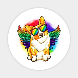 Funny Corgi Dog Rainbow Pride Magnet